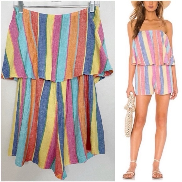 🌈 SHOW ME YOUR MUMU Thelma Multicolored Romper. Good Condition! Size MEDIUM - Picture 7 of 12